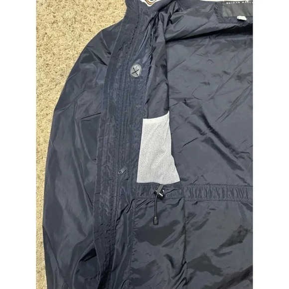NEIMAN MARCUS Men’s Navy Blue Windbreaker Jacket Turtle Neck Multi Pocket Large - Picture 7 of 10